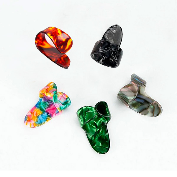 ALICE Guitar Colored Plastic Finger Picks with Thumb Pick, Set of 5 - AP-100M