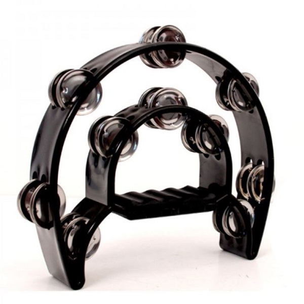 Double Row High Quality Tambourine, Black - TMB-B